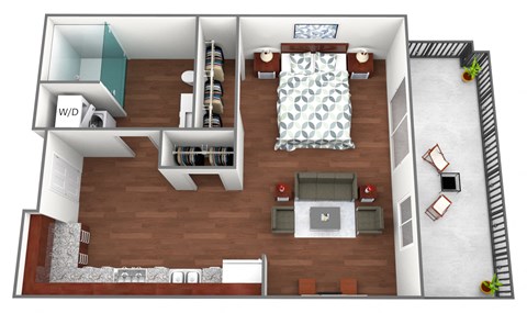 Floor plan for studio, 1 bath, 401 sqft